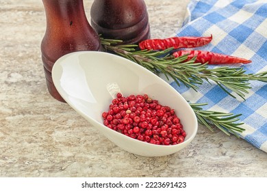 Red Pepper Corn Seeds Aroma Spice In The Bowl