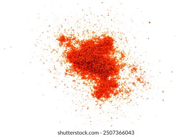 Red pepper powder isolated on white background, top view. Red paprika, powder on a white background. Heap of red pepper powder on a white background. Pile of red paprika isolated on white background. - Powered by Shutterstock