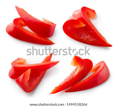 Red pepper slice isolate. Paprika. Red bell pepper. Cut peppers. With clipping path.