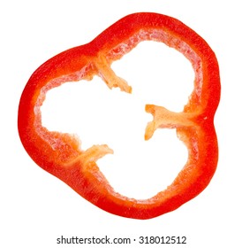 Red Pepper Slice Isolated On The White Background