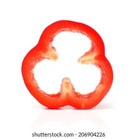 Red Pepper Slices On White Background