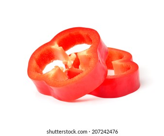 Red Pepper Slices On White Background