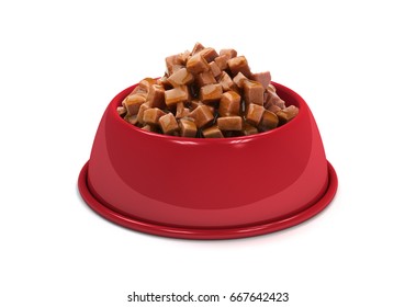 Red Pet Food Bowl