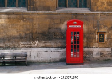 Red phone booth in Central London. Uk
