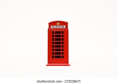 Red Phone Booth Isolated On White Background