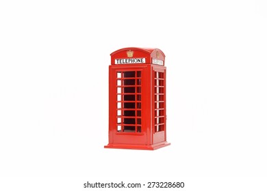 Red Phone Booth Isolated On White Background