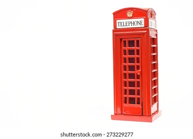 Red Phone Booth Isolated On White Background