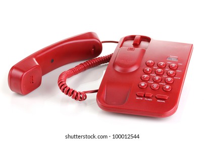 Red Phone Isolated On White