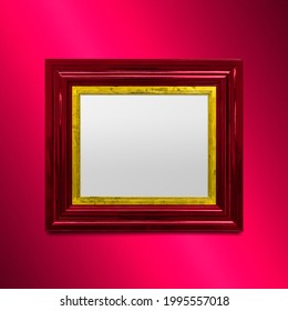 Red Photo Wall Frame Mockup