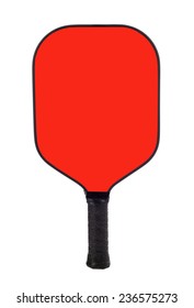 Red Pickleball Paddle On White Background