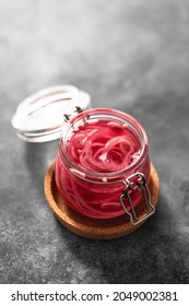 Red Pickled Onions In A Jar