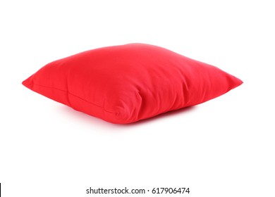 Red Pillow Isolated On A White