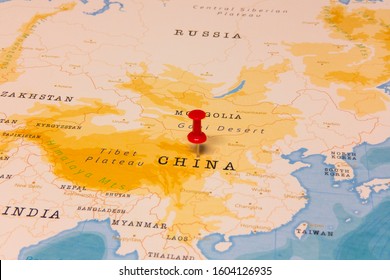 A Red Pin On China Of The World Map