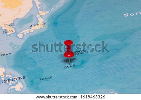 Similar – Aerial view of small boat in sea, copyspace for text