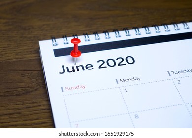 A Red Pin On June 2020 Calendar