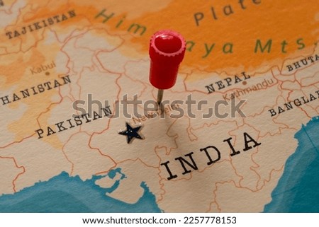 A Red Pin on New Delhi, India of the World Map