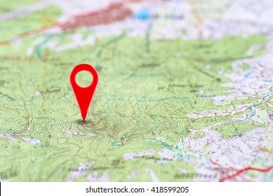 Red Pin, Point On The Abstract Noname Map. Concept Travel Background