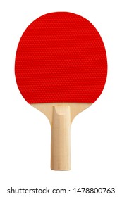 Red Ping Pong Paddle Isolated On White Background.