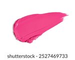 Red pink lipstick glossy texture stroke isolated on white background. Cosmetic product swatch                               