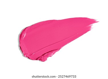 Red pink lipstick glossy texture stroke isolated on white background. Cosmetic product swatch                               