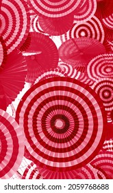 Red And Pink Pleated Paper Decorative Art For Abstract Background