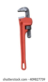 Red Pipe Wrench Isolated Over A White Background