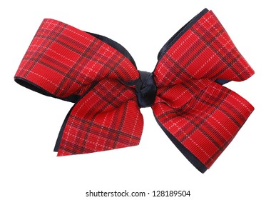 Red Plaid Ribbon Bow