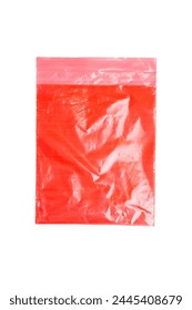 Bolsa de plástico roja. Sobre un fondo en blanco