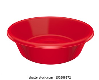 Red Plastic Basin Isolated