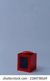 Red Plastic Box On Gray Background