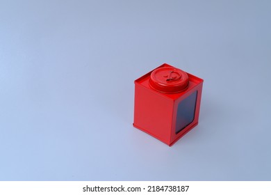 Red Plastic Box On Gray Background