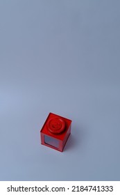 Red Plastic Box On Gray Background