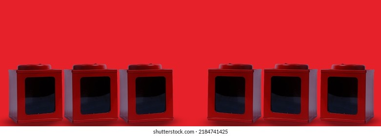 Red Plastic Box On Gray Background