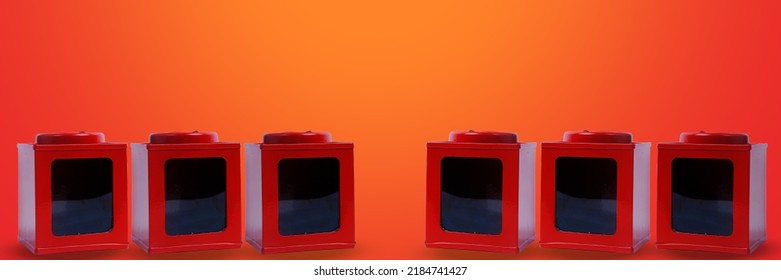 Red Plastic Box On Gray Background