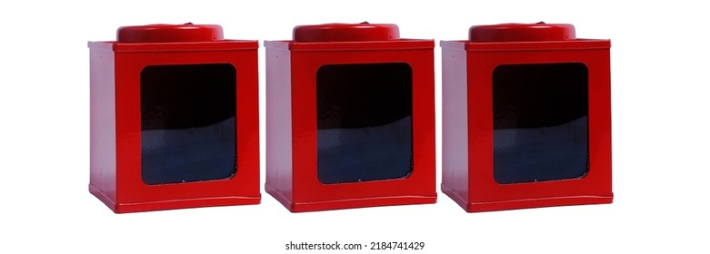 Red Plastic Box On Gray Background