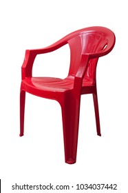 Red Plastic Chair Isolated On White