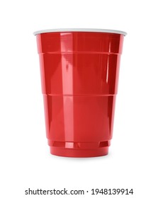 Red Plastic Cup Isolated On White. Beer Pong Game