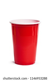 Red Plastic Cup Isolated In A White Background