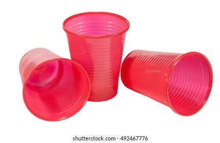 Red Plastic Cup Isolated In A White Background