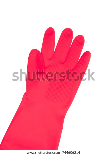 red plastic gloves