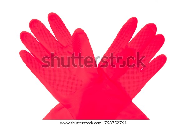 red plastic gloves