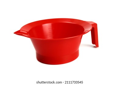 Red Plastic Hair Dye Bowl Isolated On White