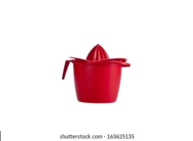 Red Plastic Lemon Squeezer Isolated On White