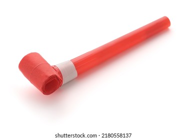 Red Plastic Party Horn Isolated On White