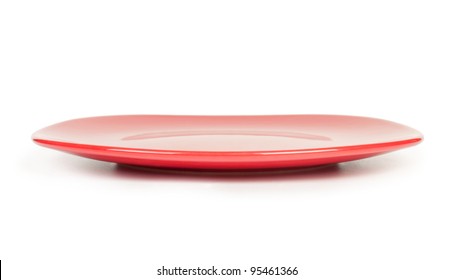 Red Plate Isolated On A White Background