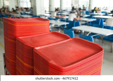 Red Plates In Mess Hall