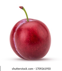 Red Plum isolated on white background. Clipping Path. Full depth of field.  - Shutterstock ID 1709261950