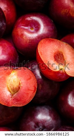 Red plum patterned background summer wallpaper