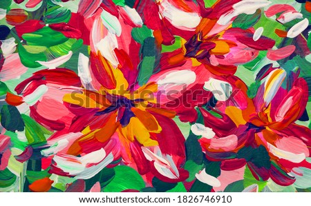 Red Plumeria Flower Painting - Tropical Painting Art - Brush Painting Nature