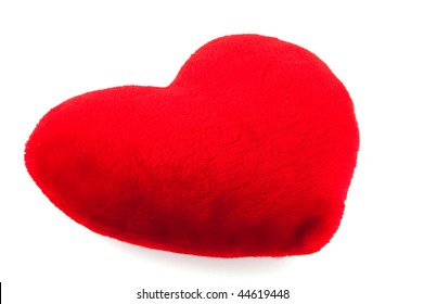 Red Plush Pillow For My Valentine Isolated Over White